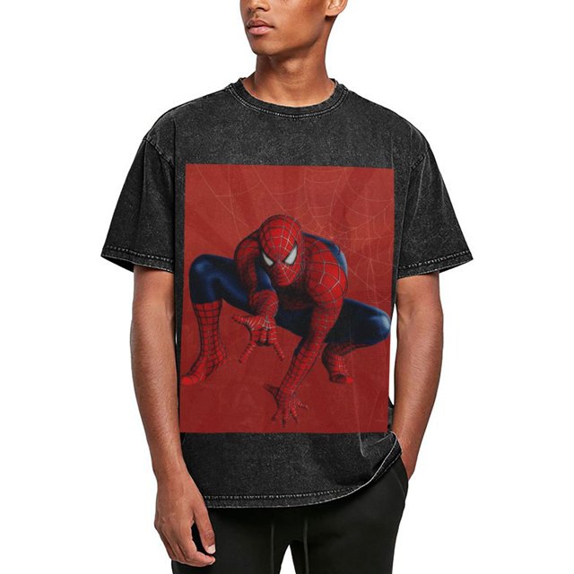 Spider-Man 230g Vintage Washed Drop Shoulder T-Shirt - Iron On
