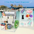 thumbnail image 6 of Outdoor Pool Towel Rack 7 Bar Trapedozal PVC Freestanding Poolside Storage Organizer 37"x37"x50",Large Space for Towels Quick Drying for Beach Swimming Pool Include 4 Towel Clips, Hammer, 6 of 18
