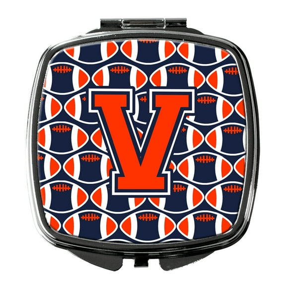 Letter V Football Orange Blue and white Compact Mirror CJ1066-VSCM