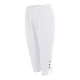 thumbnail image 5 of vigerkar Capri Pants for Women Casual Summer Wide Leg Crop Pants Loose Comfy Elastic Waist Yoga Joggers with Pockets White, S, 5 of 6