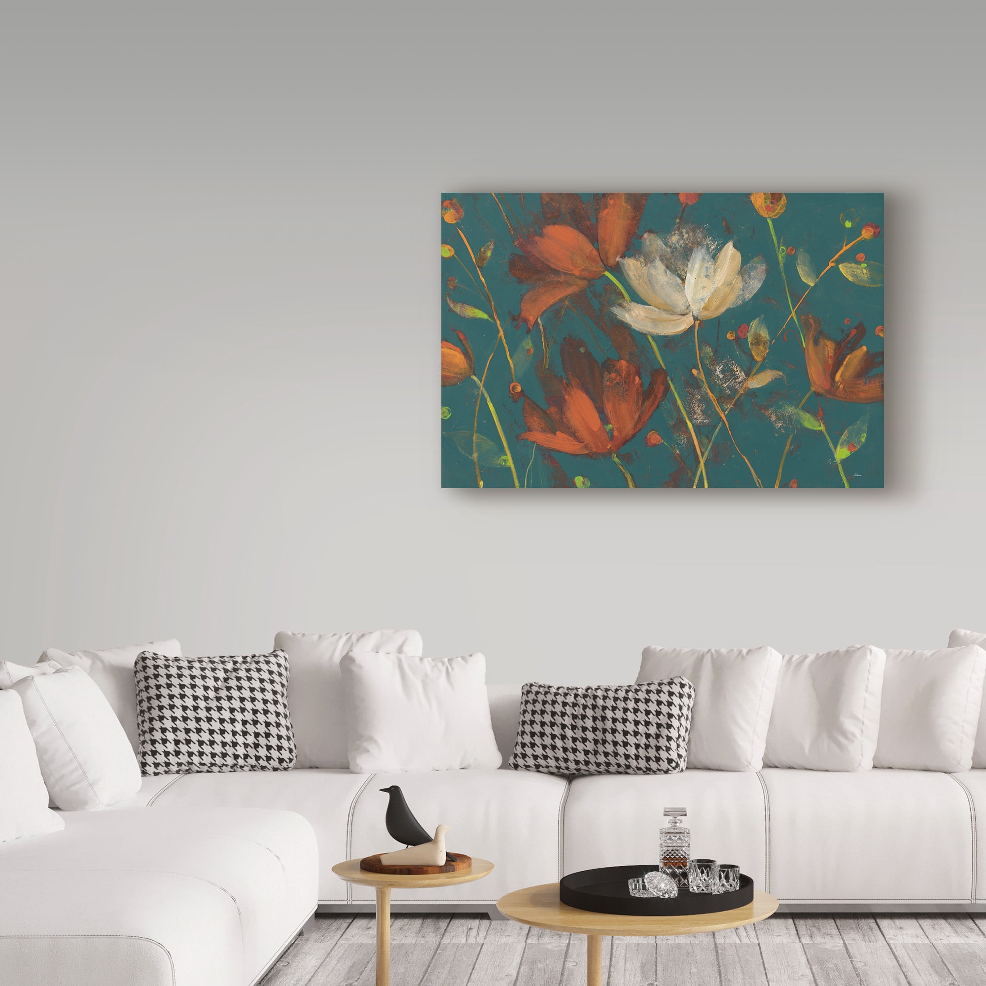 Trademark Fine Art 'Moonlight Garden I Spice on Teal' Canvas Art by Albena Hristova