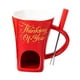 thumbnail image 4 of Taza para fondue de chocolate con tenedor, calentador de mantequilla y taza personal para derretir queso Alfabeto rojo, 4 of 9