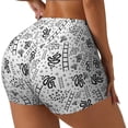 thumbnail image 2 of Sigee Hand Drawn Snake Print Women's High Waist Workout Shorts - Squat Proof, Tummy Control, Yoga and Gym Activewear-Large, 2 of 9
