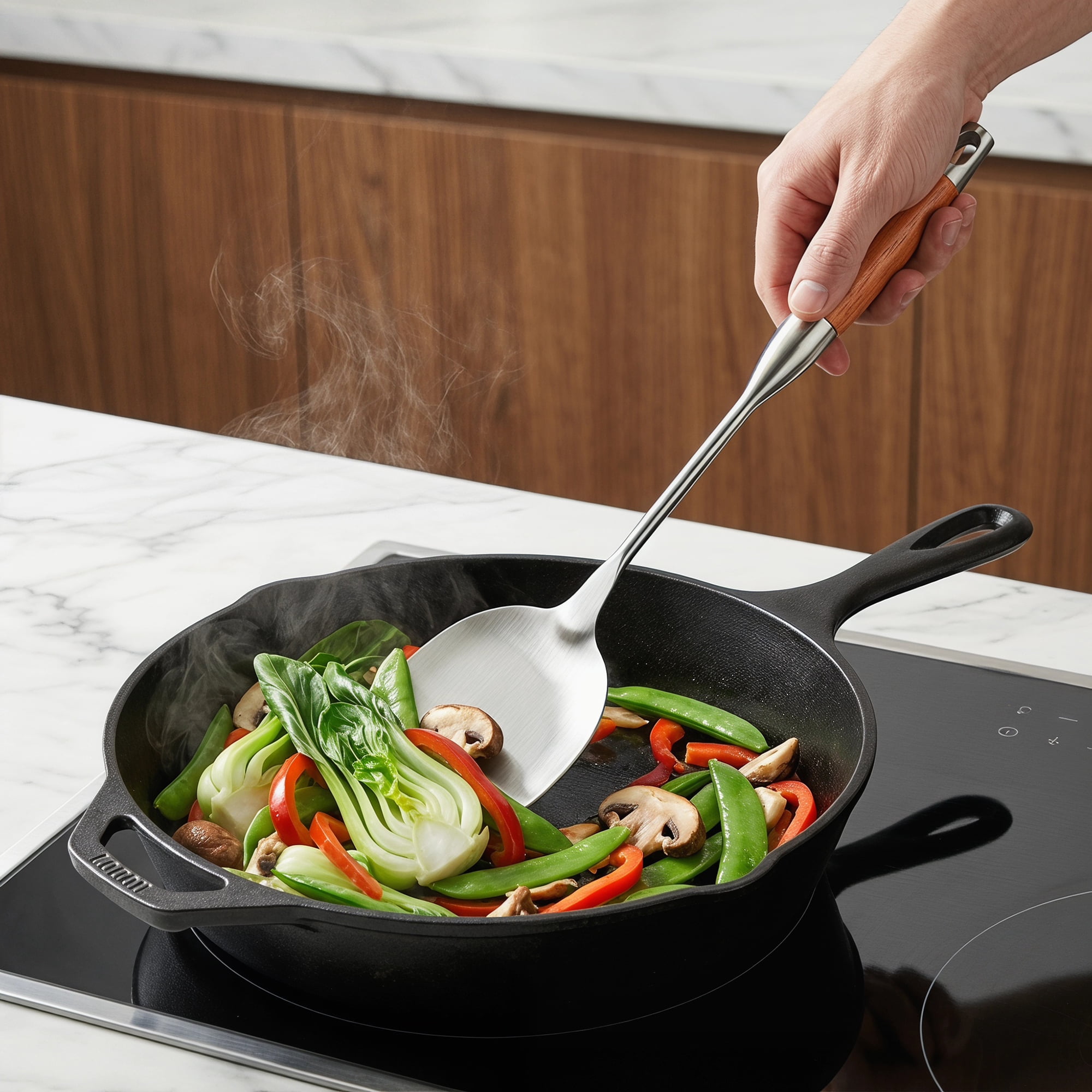 Unique Bargains Essential Stainless Steel Cooking Utensil Set for Cooking Brown A 2pcs