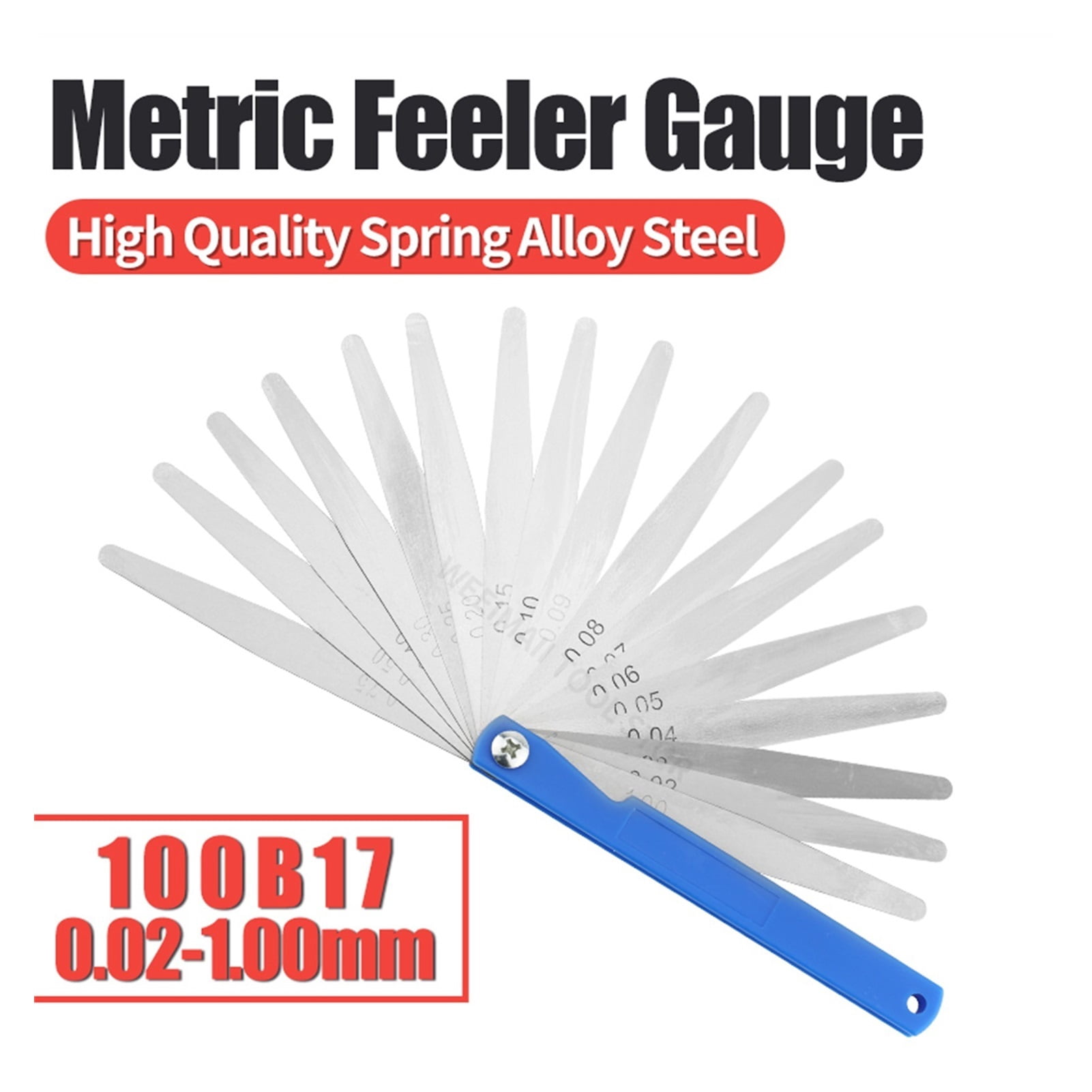 100B17 Feeler Gauge Metric Thickness Gauge Set Blade Gap Filler Tappet Valve Thickness Measurement Layout Tool Gages Metering