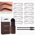 thumbnail image 1 of Eyebrow Stamp Stencil Set of 2 Dark Brown + Light Brown One Step Eyebrow Stamp Shaping Set Printed on Eyebrows Waterproof Eyebrow Styler Long Lasting Eyebrow Stamp 10 Reusable Stencils, 1 of 7