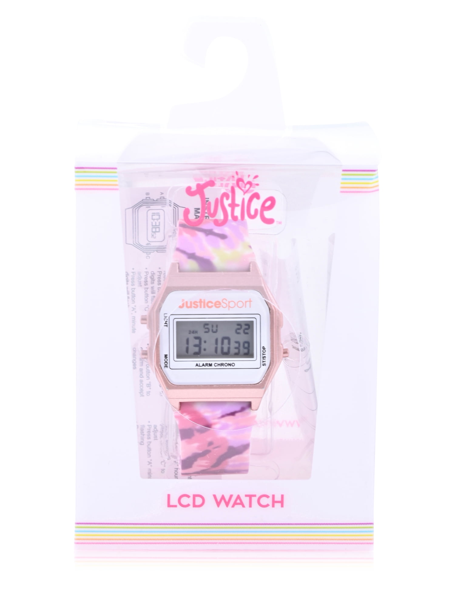 Justice Unisex LCD Sport Watch in Pink Tie Dye - JSE4250WM