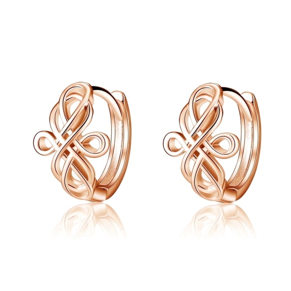 WINNICACA Rose Gold Infinity Celtic Knot Earrrings for Women 925 Sterling Silver Triquetra Trinity Knot Triangle Small Huggie Hoop Earrings Good Luck Irish Birthday Anniversary Mothers Day Valentines