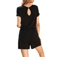 thumbnail image 4 of CALIPESSA Womens Summer Black Casual Scoop Neck Short Sleeve Drawstring Waist Romper, 4 of 5