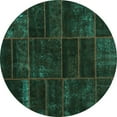 thumbnail image 1 of Ahgly Company Machine Washable Indoor Round Abstract Turquoise Blue Contemporary Area Rugs, 4' Round, 1 of 4