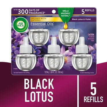 Air Wick Plug-In Scented Oil Air Freshener Warmer Refills, Black Lotus and Violet, 5 Count