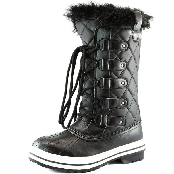 DailyShoes Women's DailyShoes Lace Up Knee High Artic Warm Fur Water