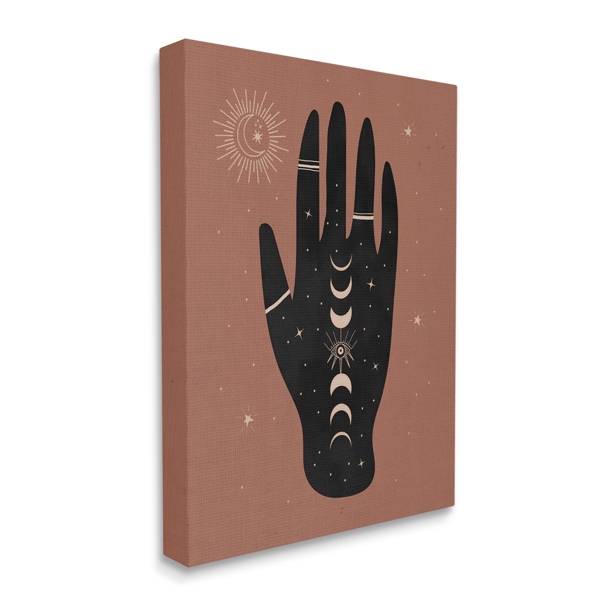 Stupell Industries Astral Bohemian Chic Hand Lunar Phases Gold Tattoo,30 x 40, Design by Nina Blue