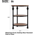 thumbnail image 3 of Qinaqin 3-Tier Redondo End Mesa Living Sala Accent con Estante de Almacenamiento Metálico y Industrial Madera Profundidadsign Ideal as Cabecera o Night Soporte para Pequeño cm de, 3 of 7