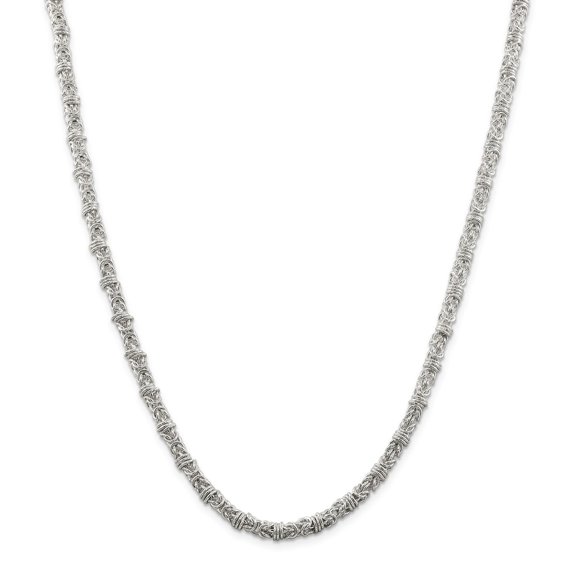 White Sterling Silver chain Byzantine 18 in 4 mm Fancy Necklace