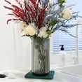 thumbnail image 2 of Ribbed Large Grey Glass Ribbed Flower Vase for Dinning Table Decor, 2 of 6