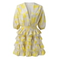 thumbnail image 4 of Kcodviy Robe d'Été pour Femmes, Printemps Été, Manches, Petite, Robes d'Été, Col en V, Imprimé, Irrégulière, Décontractée, Robe de Plage d'Été, Ourlet, Robe Courte, 4 of 5