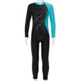thumbnail image 4 of YONGHS Girls Long Sleeves Gymnastics Leotard Unitard Rhinestone Figure Skating Jumpsuit Bodysuit Blue Green 6, 4 of 7