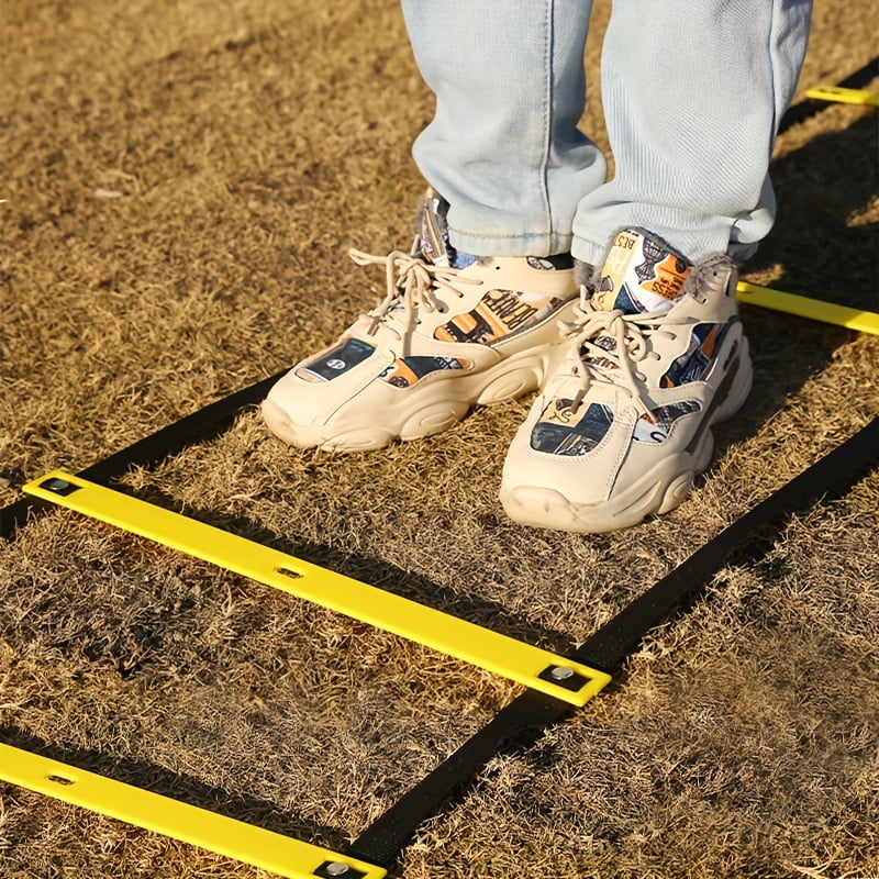 Speed & Agility Ladder Training Equipment Set, Includes 20ft Agility Ladder, 4 Agility Hurdles, 12 Disc Cones, 1 Resistance Parachute For Training Football Soccer Basketball Athletes