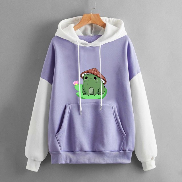 Puntoco Mujeres Moda Casual Estampado Cuello Redondo Suelto Manga Larga Tops Cortos Blusa Sin Capucha Sudaderas Puntoco Puntoco-770