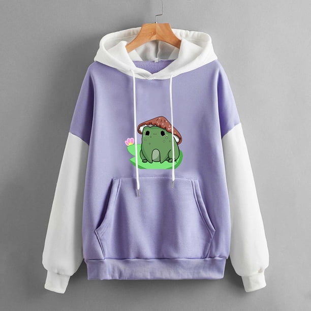 Puntoco Mujeres Moda Casual Estampado Cuello Redondo Suelto Manga Larga Tops Cortos Blusa Sin Capucha Sudaderas Puntoco Puntoco-771