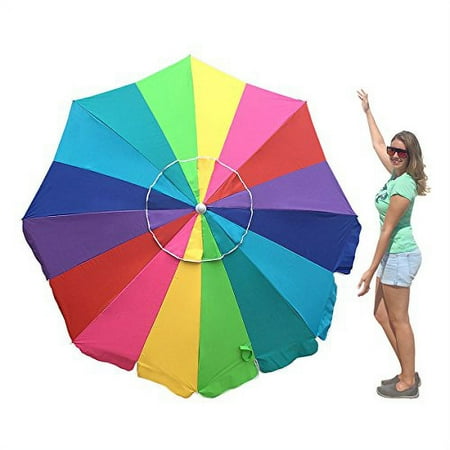 EasyGo 7ft Rainbow Beach Umbrella Heavy Duty Design