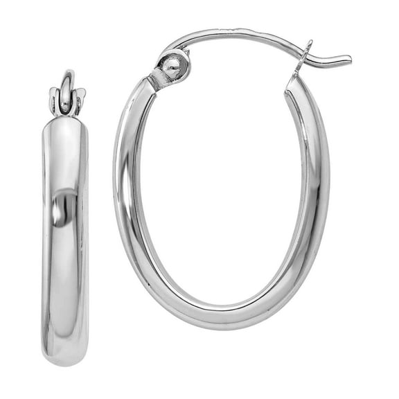 Primal Gold 14 Karat White Gold 2.75mm Oval Tube Hoop Earrings