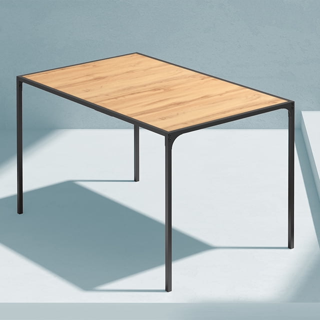 Homy Casa Modern Dining Table with Sturdy Metal Frame – Rectangular Desk Study Table for 4 Person, Walnut