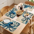 thumbnail image 5 of Vintage Blue Octopus Placemats Set of 6 Summer Coastal Ocean Wave Place Mats Indoor Wipeable Table Mats Washable Cloth Dining Table Placemats for Kitchen Holiday Party Home Decor 13x19 Inch, 5 of 9