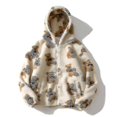 thumbnail image 2 of Sudadera informal gruesa con capucha para mujer, suéter de felpa con bolsillo con cremallera y patrón de dibujos animados, Top de invierno, 2 of 4