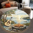 thumbnail image 4 of Round Area Rug, Guitar Firepit 1 Non-Slip Floor Mat, Soft Washable Carpet for Living Room Bedroom Decor 24 Inch, 4 of 6