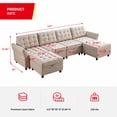 thumbnail image 2 of Puremind Sofa Modulaire avec Ottomane de Rangement, Canapé Sectionnel en U avec Accoudoirs Réglables pour Salon/appartement, Beige, 2 of 7