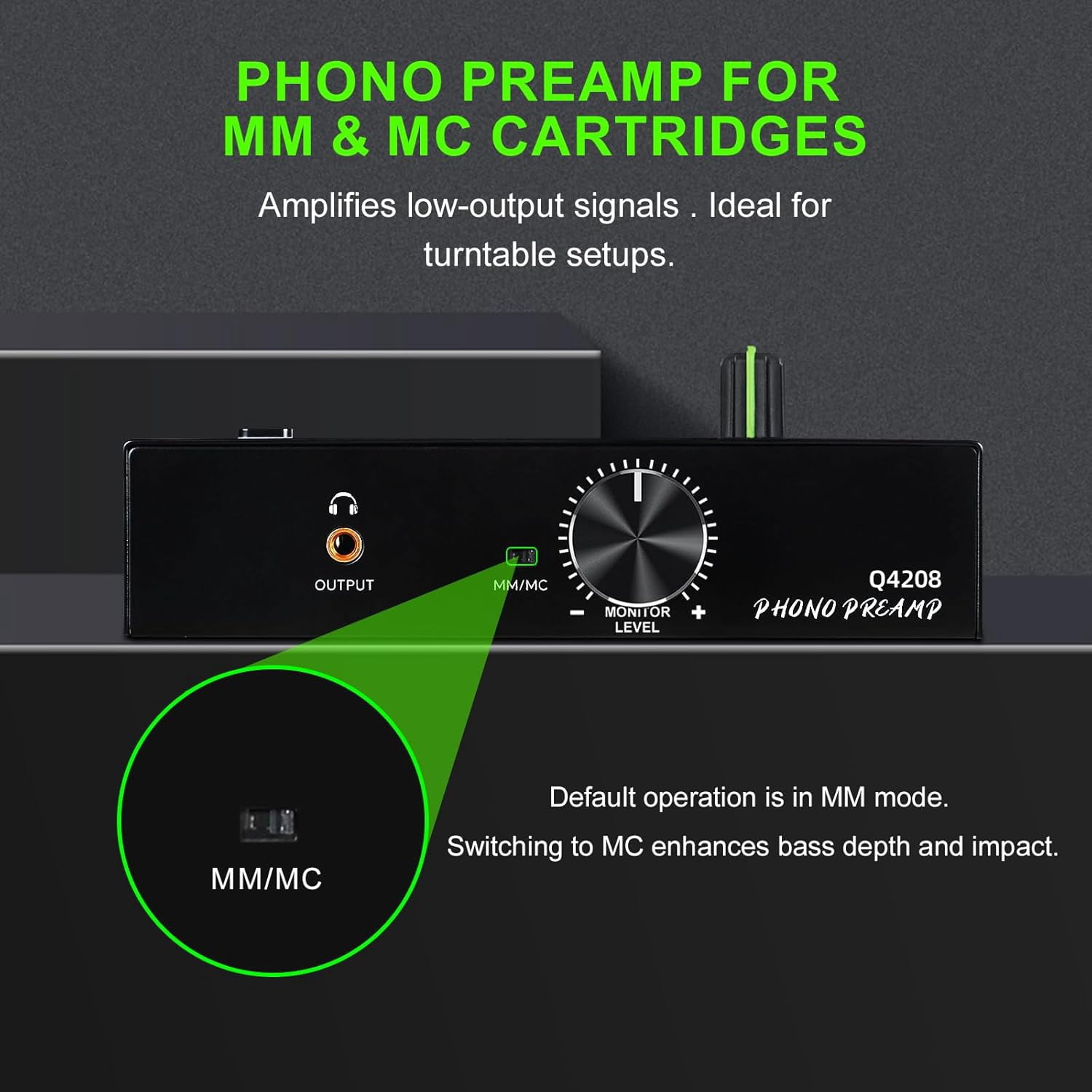 Phono Preamp for Turntable, Professional Universal Mini Hi-Fi Preamplifier with 3 Band EQ for MM&MC Cartridges, 5-pin DIN Input/Output for Vinyl Record Player, Phonograph, Active Speakers