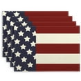 thumbnail image 2 of Blueek 4PCS Independence Day Placemat Set - Durable & Festive USA Flag Design, Easy Clean Linen Table Mats for Home & Kitchen, 16x12 Inch, 2 of 6