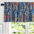 thumbnail image 2 of DriftAway Heather Valance for Kitchen Windows Living Room Bathroom Thermal Insulated Farmhouse Rod Pocket Window Valances with Floral Botanical Patterns 52Wx18L Navy Blue Gold Rust 1 Pack, 2 of 8