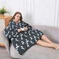 thumbnail image 5 of Oversized Wearable Blanket Hoodie,Dark Cartoon Unicorn Leaf Pattern Sherpa Blanket Hoodie with Super Pockets,Super Warm Fuzzy Pullover for Women & Men, 5 of 6