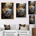 thumbnail image 4 of Designart "Beauty of African Woman in Gold & Blue IV" Fashion Canvas Wall Art - Glam Gold Woman Hallway Wall Art Decor, 4 of 6