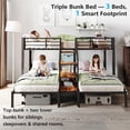 thumbnail image 6 of Ktaxon Metal Twin Triple Bunk Bed with Stairs, Twin over Twin over Twin XL Bed Frame for 3, Black, 6 of 7