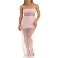 thumbnail image 1 of PENGXIANG Robe Longue à Paillettes pour Femmes Bretelles Spaghetti Été Bandage Dos Nu Maille Transparente Robe de Cocktail Fendue Noire S, 1 of 6