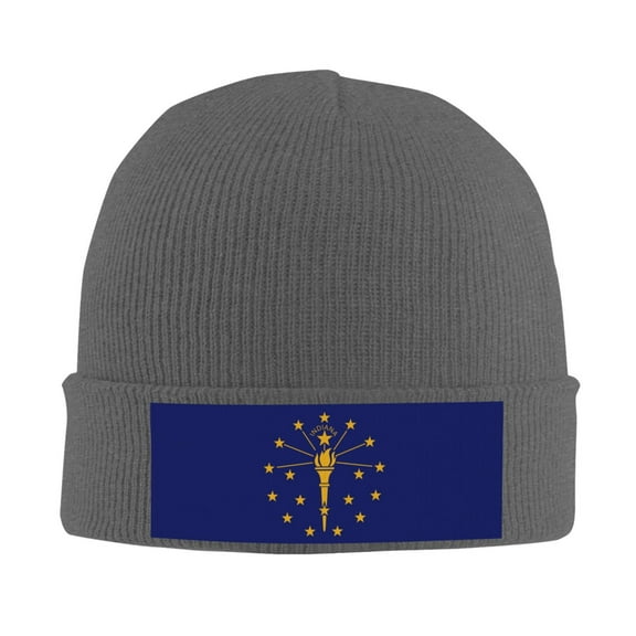 Indiana Flag Beanie Hat Men Women Warm Printed Cap Knit Beanies Hats Outdoor Winter Deep Heather