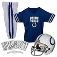 thumbnail image 1 of Conjunto de uniforme de fútbol para niños de Franklin Sports Indianapolis Colts: disfraz de fútbol juvenil de la NFL para niños y niñas, incluye casco, jersey y pantalones - Talla pequeña, 1 of 3