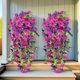 thumbnail image 2 of 2-Pack Artificial Morning Glory Flowers for Spring Outdoor Wall Hanging Decoration, Wall Wisteria Hanging Basket Plants, 2 of 5