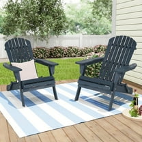 NiamVelo Outdoor Adirondack Chairs Set of 2, Folding Lounger Chair for Lawn,Outdoor,Patio,Fire Pit Seating Accent Furniture w/Natural Finish Weather Resistant, Wooden， Navy Blue