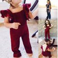 thumbnail image 1 of Fashion Toddler Kids Girls Velvet Backless Ruffle Jumpsuit Outfit Clothes, 1 of 5