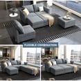 thumbnail image 2 of Honbay Modern Convertible Sleeper Sofa Bed with Storage Ottomans and 6 Pieces Sectional Sofa, Bluish Grey, 2 of 8