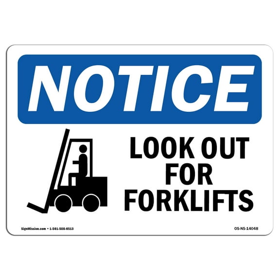 OSHA Notice Sign - Look Out For Forklifts | Plastic Sign | Protect Your Business, Construction Site, Warehouse & Shop Area |  Made in the USA