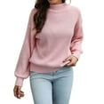 thumbnail image 1 of Duoif Chandails pour Femmes Tendance Demi-Nuque Ample Automne/hiver Manches Longues Tricot Nouveau Chandails pour Femmes Hauts Roses L, 1 of 5