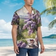 thumbnail image 5 of Daiia Lilacs Teapot Scenic Painting Hawaiian Shirt for Men Gentle Cotton Regular Short Sleeve Casual-XX-Large, 5 of 9