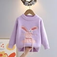 thumbnail image 2 of CYRBOKO Knit Sweaters for Toddler Girls, Casual Holiday Long Sleeve Crew Neck Knit Pullover Purple Size 4-5 T, 2 of 3