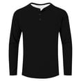thumbnail image 6 of qolati Long Sleeve Shirts for Men Casual Button Down Henley Pullover Tee Lightweight Classic Fit Sport Athletic T-Shirts Black L, 6 of 6